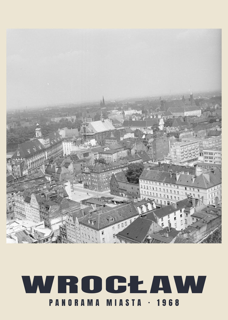 City Rooftops Panorama, Wrocław — 1968 · Historic photograph print