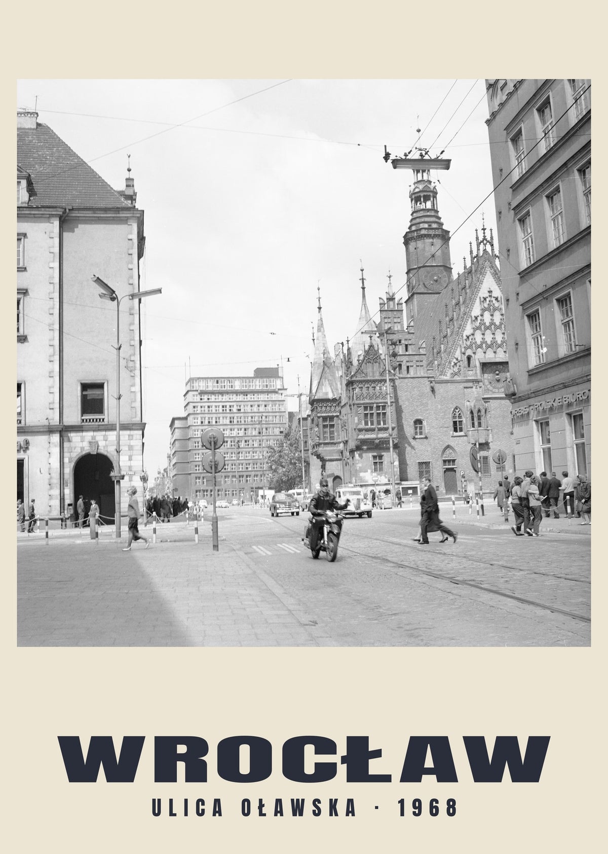 Rue Oławska et ancien hôtel de ville, Wrocław — 1968