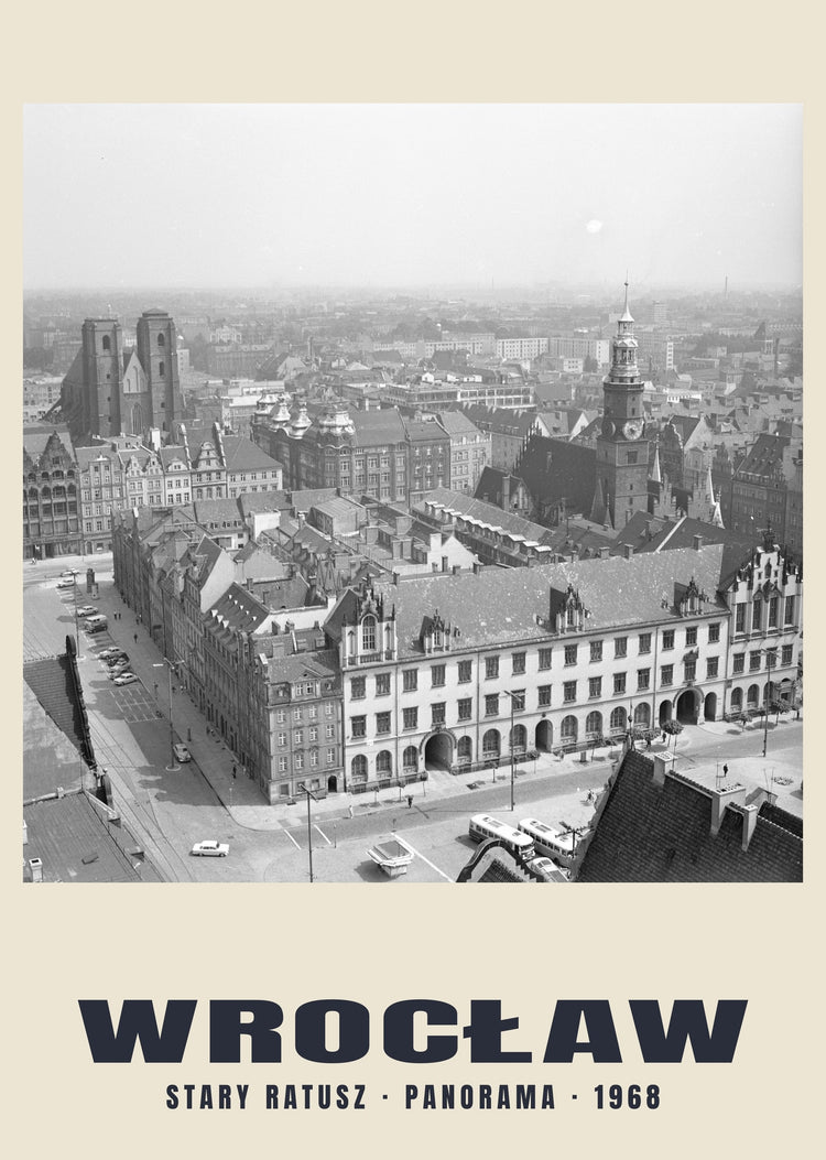 Old Town Hall Rooftop Panorama, Wrocław — 1968 · Historic photograph print