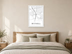 Wythall Village Centre Street Map Poster at A1, as a poster, above a bed